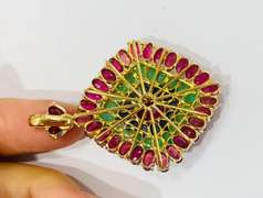14kt Solid Gold, Ruby, Emerald, & Blue Sapphire Pendant- 22.00 CTW!
