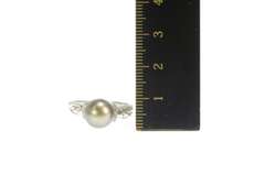 14K White Gold Tahitian Pearl Diamond Accent Engagement Ring