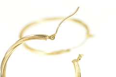 10K Yellow Gold 30.4mm Twist Design Grooved Round Hoop Earrings
