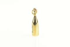 14K Yellow Gold 3D Wine Bottle Vino Celebration Drink Charm/Pendant