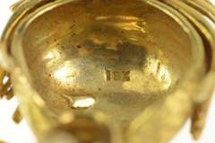 18K Yellow Gold 1960's Emerald Eyed Diamond Stylized Lion Pin/Brooch