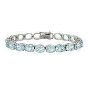 Sterling Silver 44ct Blue Topaz Oval Tennis Bracelet