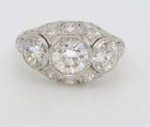 Vintage 2.32CTW Diamond Cocktail Ring made in Platinum