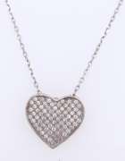 Vintage Sterling Silver Cubic Zirconia Heart Shaped pendant on Chain