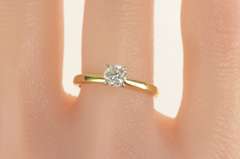 14K Yellow Gold 0.58 Ct Round Diamond Solitaire Engagement Ring