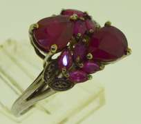 Sterling Silver Cluster Ruby Ring