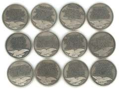 12 Diff. Longines Symphonette Heavy Sterling Silver Medallions