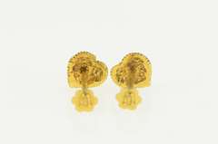 18K Yellow Gold Textured Heart Love Symbol Screw Back Stud Earrings