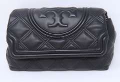 Tory Burch Fleming Black Lambskin Clutch
