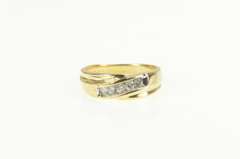 14K Yellow Gold 0.30 Ctw Diamond Wavy Wedding Band Ring