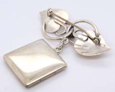 Vintage Sterling Silver Signed Locket Pin Brooch