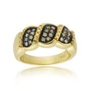18K Gold over Sterling Silver 1/4ct. TDW Champagne Diamond S Design Ring