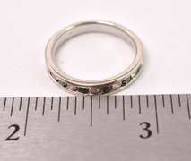 Wonderful White and Blue Diamond Band Ring in 14K White Gold