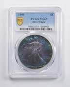 MS67 1993 American Silver Eagle PCGS Insane Color