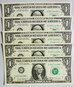 (5) Crisp Exceptional 1969C $1 Star Replacement Notes Chicago-Consecutive!