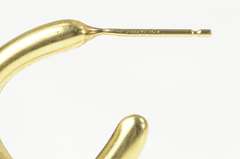 14K Yellow Gold Pearl Dangle Twist Puffy Statement Hoop Earrings