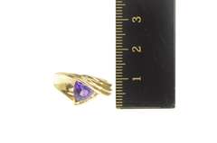 10K Yellow Gold Trillion Amethyst Diamond Accent Bypass Ring