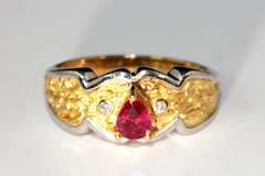 Vivid Ruby & Diamond Ring in 18k Gold
