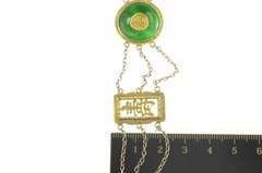 18K Yellow Gold Chinese Jade Layered Chain Fortune Character Necklace