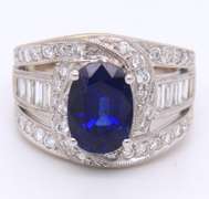 Fabulous Blue Sapphire & 2 CTW Diamond Cocktail Ring