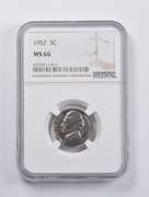 MS66 1952 Jefferson Nickel NGC
