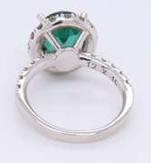 LADIES 14 KT GREEN TOURMALINE and DIAMOND RING.