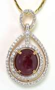 Enamoring Massive 10.00CTS Natural cabochon-Cut Star Ruby & White Sapphire Droplet Necklace in Vermeil