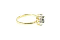 10K Yellow Gold Natural Sapphire Diamond Halo Engagement Ring
