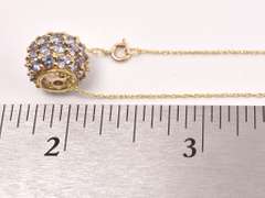 Amazing Iolite Ball Slider Pendant Necklace in Yellow Gold