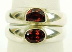 2 Sterling Garnet Stacking Rings