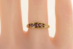 18K Yellow Gold Victorian Handmade Natural Ruby Graduated Ring