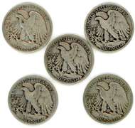 Run of 5 Years of Silver Walking Liberty Halves