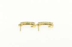 14K Yellow Gold Natural Sapphire Diamond Semi Hoop Earrings