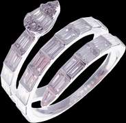 Exquisite Double Coil Diamond Snake Head 18k White Gold Ring