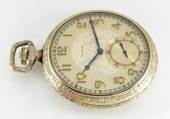 Marvelous Elgin White Gold Filled Pocket Watch