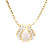 Plated 18KT Yellow Gold 3.00ct Opal and Diamond Pendant with Chain