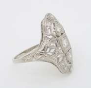 Vintage Navette Diamond Ring made in Platinum