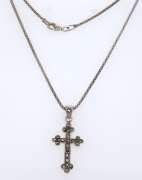 Italian Sterling Silver Cross Pendant on Chain Necklace