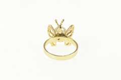 14K Yellow Gold Pearl 3D Butterfly Change Symbol Statement Ring