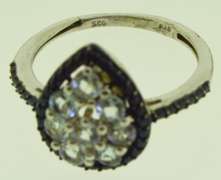 Sterling Silver White Topaz Pear shape Ring