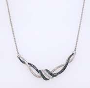 White & Blue Diamond Sterling Silver Necklace