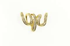 14K Yellow Gold 1.50 Ctw Baguette Diamond Loop Curvy Pendant