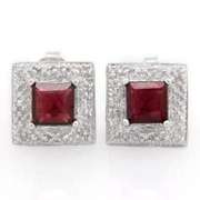 2 CARAT GARNET 925 STERLING SILVER EARRINGS