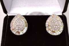 Fantastic At Least 2CTW Diamond Earrings in 14k Yellow Gold