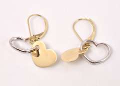 Precious Dangling Heart Earrings in Two-Tone 14K Gold