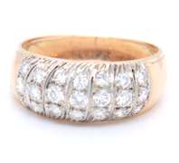 14K YELLOW AND WHITE GOLD LADIES DIAMOND BAND