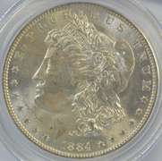 Great nearly Gem BU 1884-O Morgan Silver Dollar. PCGS MS64