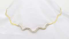 Diamond Wave Omega Necklace Made in 14k Yellow Gold