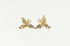 10K Yellow Gold Black Hills Leaf Cluster Angle Stud Earrings