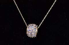Amazing Iolite Ball Slider Pendant Necklace in Yellow Gold